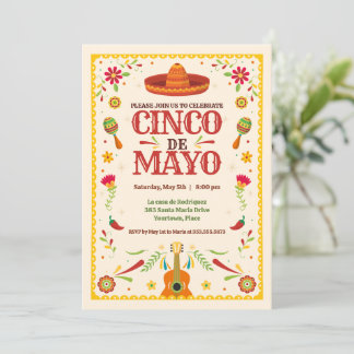 Invitación Fiesta de cumpleaños mexicana por el Cinco de Mayo