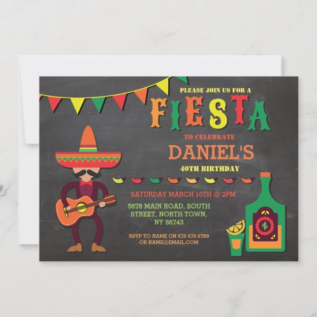 Invitación Fiesta de cumpleaños México Fiesta mexicano invita (Anverso)
