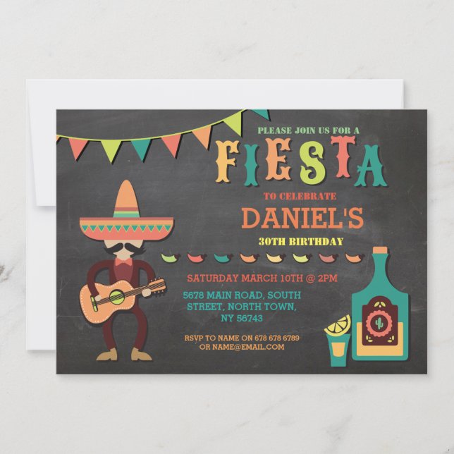 Invitación Fiesta de cumpleaños México Fiesta mexicano invita (Anverso)