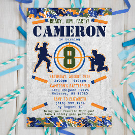 Invitación Fiesta de Cumpleaños Militar de Dardos Camuflaje S