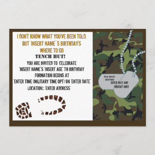 Invitación Fiesta de cumpleaños militar del tema