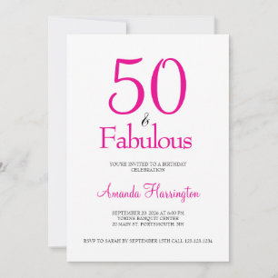 Invitación Fiesta de cumpleaños mínima 50 y fabulosa 50