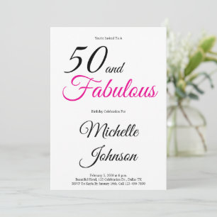 Invitación Fiesta de cumpleaños mínima 50 y fabulosa 50