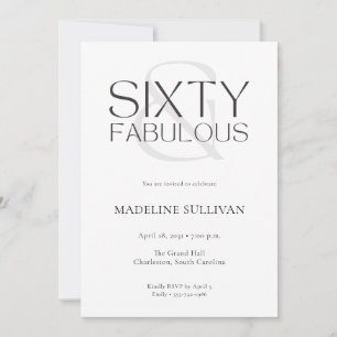 Invitación Fiesta de cumpleaños mínima Sesenta y fabulosa 60