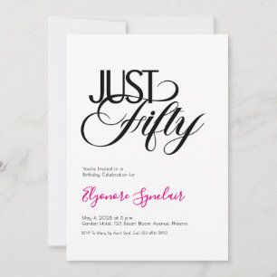Invitación Fiesta de cumpleaños Minimal Just Fifty 50
