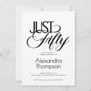 Invitación Fiesta de cumpleaños Minimal Just Fifty 50