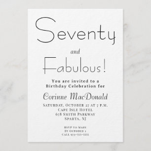 Invitación Fiesta de cumpleaños Minimal Setenta y Fabuloso 70