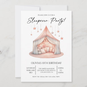 Invitación Fiesta de cumpleaños Minimalist Girl Sleepover