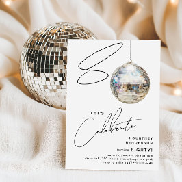 Invitación Fiesta de cumpleaños minimalista con bola de disco