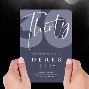 Invitación Fiesta de cumpleaños Minimalista de 30 años sin ti