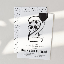 Invitación Fiesta de cumpleaños minimalista de panda blanco y