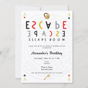 Invitación Fiesta de Cumpleaños Misterio de Escape Room