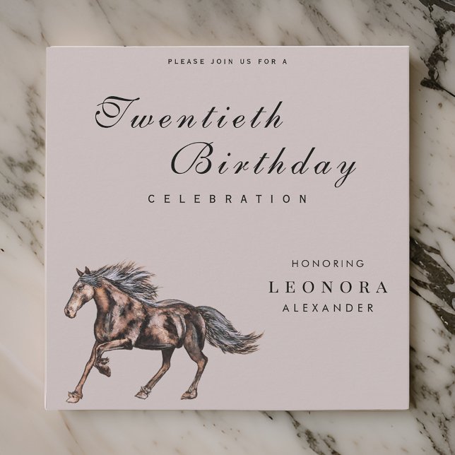 Invitación Fiesta de cumpleaños mística acuarela Caballo (Subido por el creador)