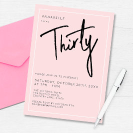 Invitación Fiesta de cumpleaños moderna 30 treinta trigésima