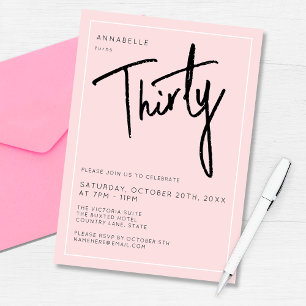 Invitación Fiesta de cumpleaños moderna 30 treinta trigésima