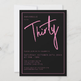 Invitación Fiesta de cumpleaños moderna 30th treinta treinta