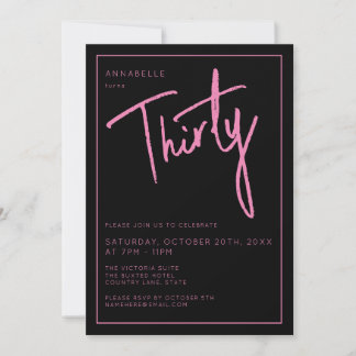 Invitación Fiesta de cumpleaños moderna 30th treinta treinta