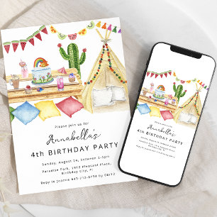 Invitación Fiesta de cumpleaños moderna boho picnic