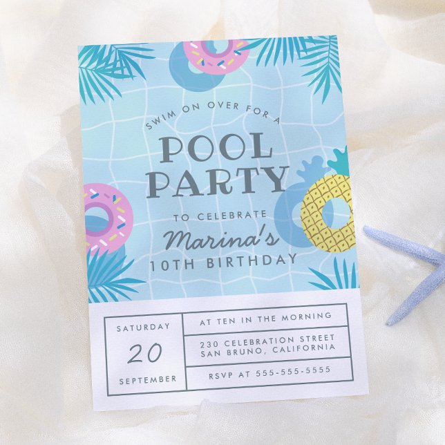 Invitación Fiesta de Cumpleaños Moderna con Hojas de Palma y  (Subido por el creador)