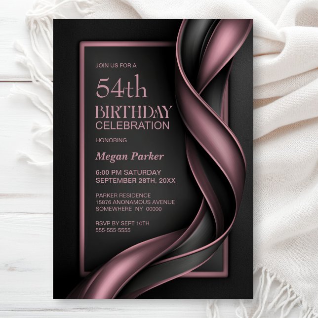 Invitación Fiesta de cumpleaños moderna con polvo rosa y gris (Subido por el creador)