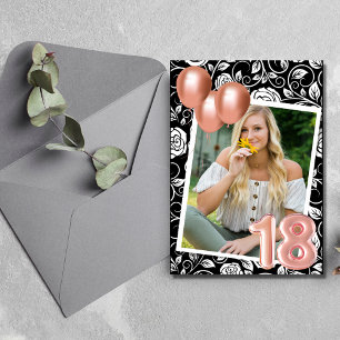 Invitación Fiesta de cumpleaños moderna de 18 años en rosa or