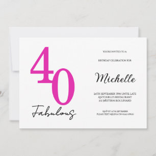 Invitación Fiesta de cumpleaños moderna de 40 y fabulosa
