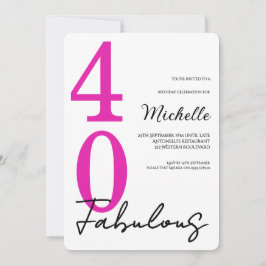 Invitación Fiesta de cumpleaños moderna de 40 y fabulosa