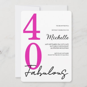 Invitación Fiesta de cumpleaños moderna de 40 y fabulosa