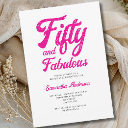 Invitación Fiesta de cumpleaños moderna de 50 y fabulosa en r