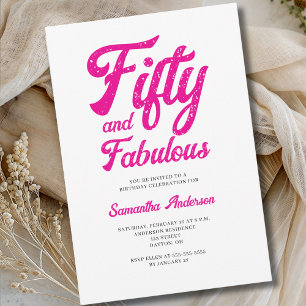 Invitación Fiesta de cumpleaños moderna de 50 y fabulosa en r