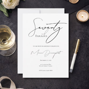 Invitación Fiesta de cumpleaños moderna de 70 y fabulosa