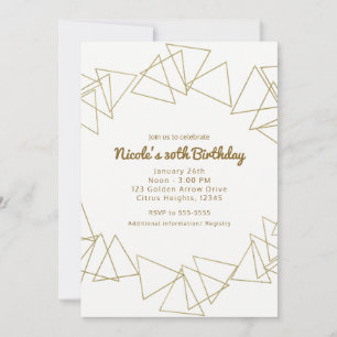 Invitación Fiesta de cumpleaños moderna de Gold Geometric Tri