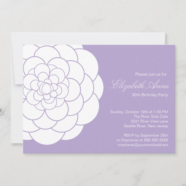 Invitación Fiesta de cumpleaños moderna de la floración de la (Anverso)