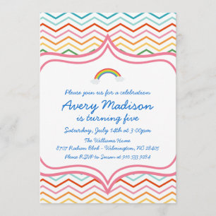 Invitación Fiesta de cumpleaños moderna de la raya de Chevron