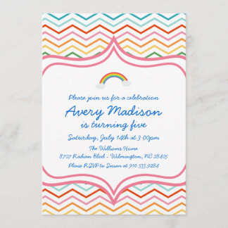Invitación Fiesta de cumpleaños moderna de la raya de Chevron