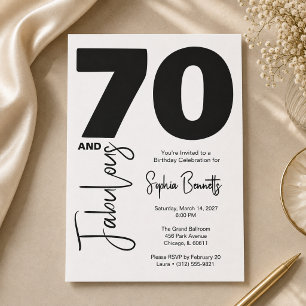 Invitación Fiesta de cumpleaños moderna de setenta y fabulosa