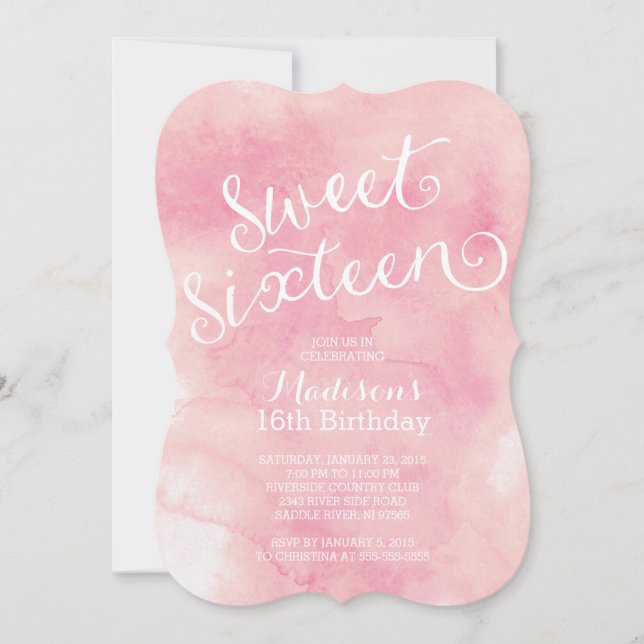 Invitación Fiesta de cumpleaños moderna del dulce dieciséis (Anverso)