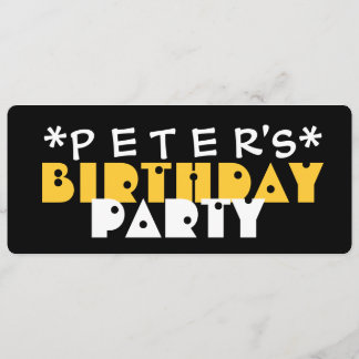 Invitación Fiesta de cumpleaños moderna divertida NEGRA y ORO
