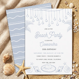 Invitación Fiesta de Cumpleaños Moderna en la Costa de Azul P