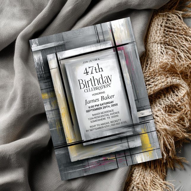 Invitación Fiesta de Cumpleaños Moderna Gris para Cualquier E (Subido por el creador)