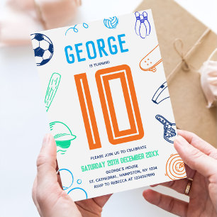 Invitación Fiesta de Cumpleaños Moderna para Niños con Tema D