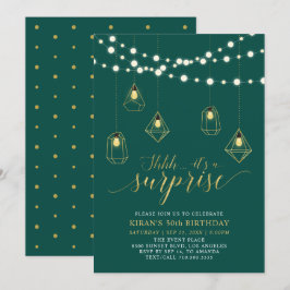 Invitación Fiesta de cumpleaños moderna sorpresa dorada y ver