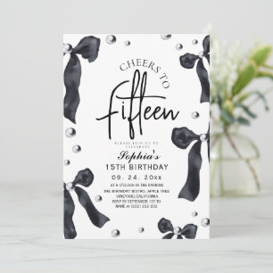 Invitación Fiesta de cumpleaños moderna y elegante con lazo n