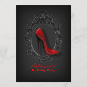 Invitación fiesta de cumpleaños moderna y elegante de tacón r