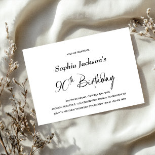 Invitación Fiesta de cumpleaños moderna y sencilla de 90 años