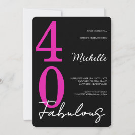 Invitación Fiesta de cumpleaños moderno 40 40 y fabuloso