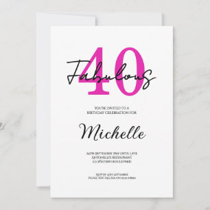 Invitación Fiesta de cumpleaños moderno 40 cumpleaños 40 y fa