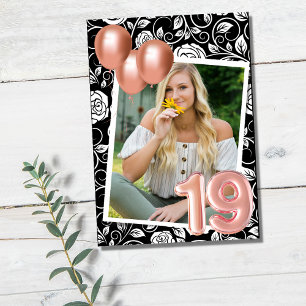 Invitación Fiesta de cumpleaños moderno de 19 años en rosa or
