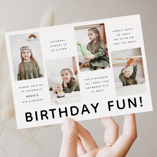 Invitación Fiesta de Cumpleaños Moderno de Cualquier Edad con (Subido por el creador)