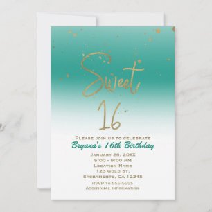 Invitación Fiesta de Cumpleaños Moderno Glam TEAL & GOLD SWEE